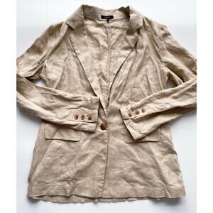 Quince Beige Linen Relaxed Fit One Button Blazer Size Small Oversized
